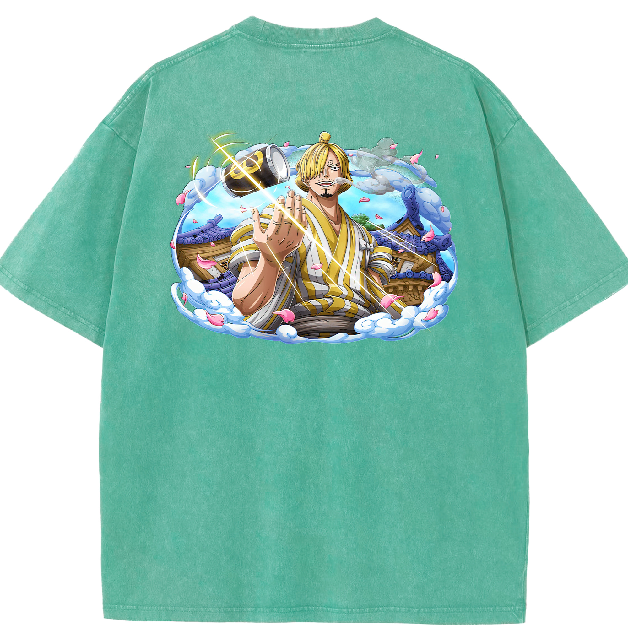 ワンピース サンジ ONE PIECE Sanji 綿100% ヴィンテージ風 半袖Tシャツ（背面プリント）